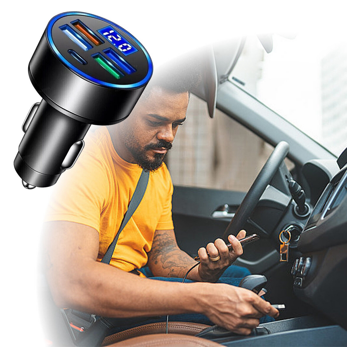 5 USB Port Super Fast Car Charger Adapter For iPhone Samsung Android Cell Phone